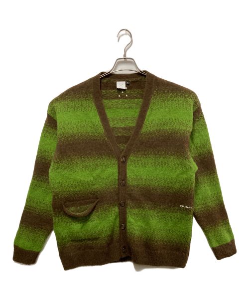 POP TRADING COMPANY（ポップトレーディングカンパニー）POP TRADING COMPANY (ポップトレーディングカンパニー) striped knitted cardigan ブラウン×グリーン サイズ:Ｍの古着・服飾アイテム