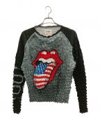 masuエムエーエスユー）の古着「TONGUE AND LIPS POPCORNRAGLAN L/S T-SHIRT　MVFW-CS0122RS」｜ブルー×ブラック