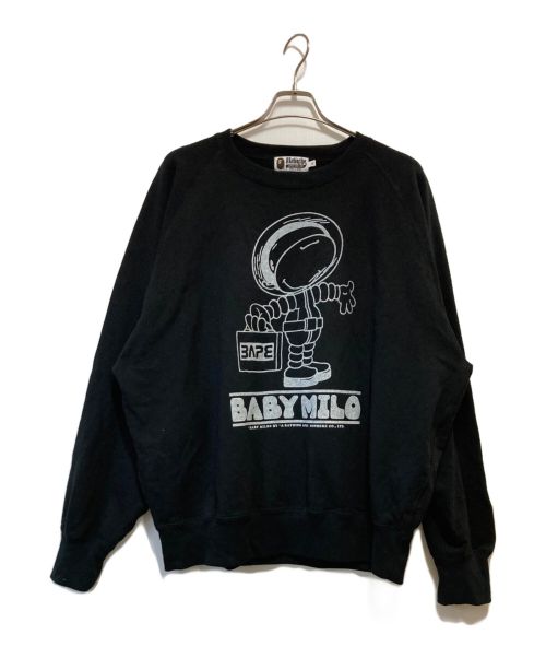 A BATHING APE（アベイシングエイプ）A BATHING APE (アベイシングエイプ) ASTRONAUTS MILO RELAXED FIT CREWNECK SWEATSHIRT　002SWK701001F ブラック サイズ:XLの古着・服飾アイテム