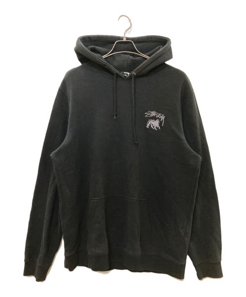 stussy（ステューシー）stussy (ステューシー) ロゴライオンパーカー ブラック サイズ:XLの古着・服飾アイテム