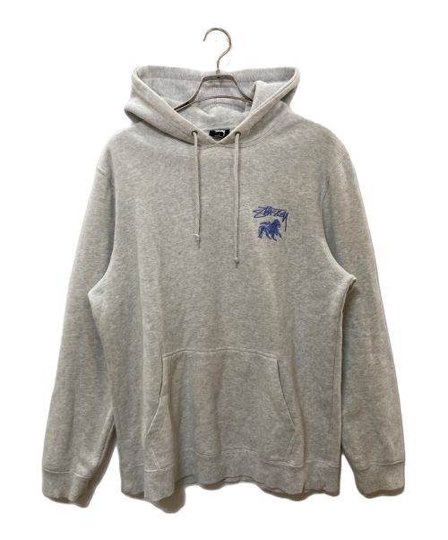 stussy（ステューシー）stussy (ステューシー) ロゴライオンパーカー グレー サイズ:Ｌの古着・服飾アイテム