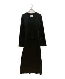 Ameri（アメリ）の古着「AMERICAN SLEEVE LAYERED KNIT DRESS」｜ブラック