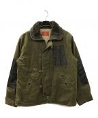 AVIREXアヴィレックス）の古着「ラムレザー切替N-1 DECK JACKET」｜カーキ