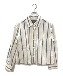 MARGARET HOWELL（マーガレットハウエル）の古着「BOLD STRIPE COTTON LINEN　24SS　578-4153012」｜ホワイト×ブルー