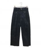 pelleqペレック）の古着「jacquard double tuck trousers　24SS コレクションピース」｜ネイビー