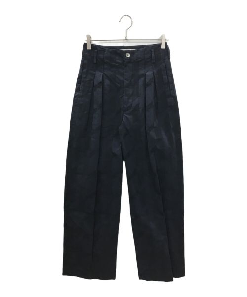 pelleq（ペレック）pelleq (ペレック) jacquard double tuck trousers　24SS コレクションピース ネイビー サイズ:36の古着・服飾アイテム