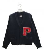 PENNEYSペニーズ）の古着「レタードカーディガン　P LOGO SCHOOL CARDIGAN」｜ネイビー