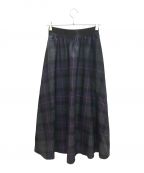 O'NEIL OF DUBLINオニールオブダブリン）の古着「WOOL SWING SKIRT」｜ネイビー×ブラック