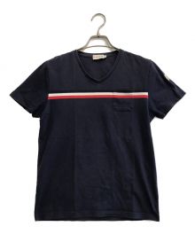 MONCLER（モンクレール）の古着「トリコロールラインTシャツ」｜ネイビー