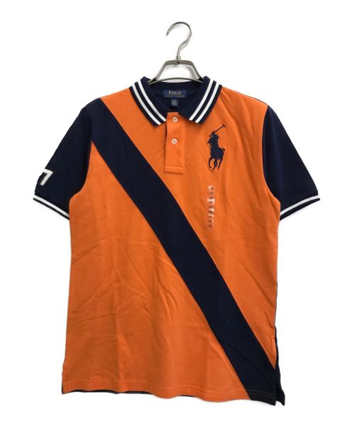 POLO RALPH LAUREN（ポロ・ラルフローレン）POLO RALPH LAUREN (ポロ・ラルフローレン) ビッグポニーポロシャツ ネイビー×オレンジ サイズ:Lの古着・服飾アイテム