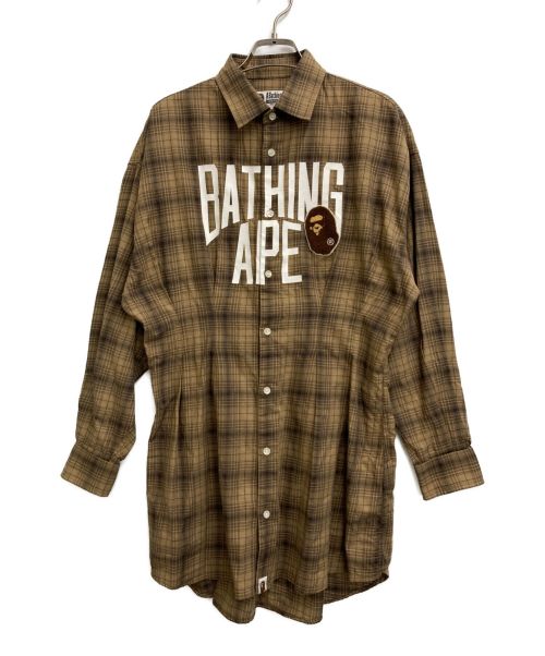 A BATHING APE（アベイシングエイプ）A BATHING APE (アベイシングエイプ) チェックシャツミニワンピース ブラウン サイズ:XSの古着・服飾アイテム