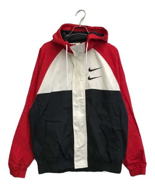 NIKE（ナイキ）NIKE (ナイキ) SWOOSH HOODY WOVEN JACKET ホワイト×ブラック×レッド サイズ:Mの古着・服飾アイテム