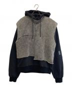 HELIOT EMILヘリオットエミル）の古着「KNITTED VEST HOODIE」｜ブラック