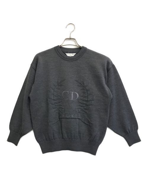 Christian Dior Sports（クリスチャン ディオールスポーツ）Christian Dior Sports (クリスチャン ディオールスポーツ) ヴィンテージロゴ刺繍ニット グレー サイズ:Mの古着・服飾アイテム