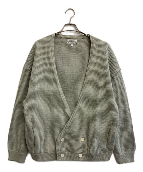 CHAH CHAH（チャーチャー）CHAH CHAH (チャーチャー) CC WAFFLE DOUBLE CARDIGAN-SMOKE ライトグリーン サイズ:Mの古着・服飾アイテム