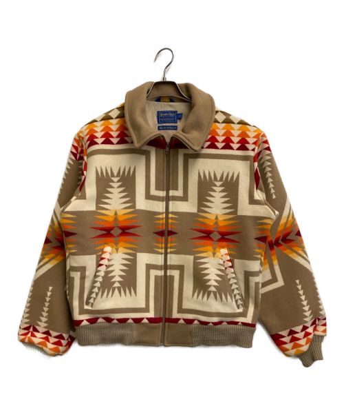 PENDLETON（ペンドルトン）PENDLETON (ペンドルトン) チーフジョゼフ柄ブルゾン ベージュ×オレンジ サイズ:Mの古着・服飾アイテム