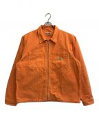 stussyステューシー）の古着「WASHED CANVAS ZIP SHIRT」｜オレンジ