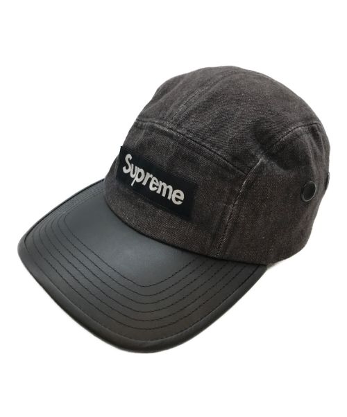 SUPREME（シュプリーム）SUPREME (シュプリーム) デニムレザーバイザーキャンプキャップ グレー×ブラック サイズ:-の古着・服飾アイテム