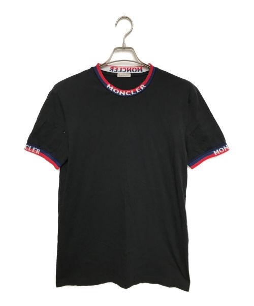 MONCLER（モンクレール）MONCLER (モンクレール) Moncler logo stripe crew neck T-shirt ブラック サイズ:Mの古着・服飾アイテム