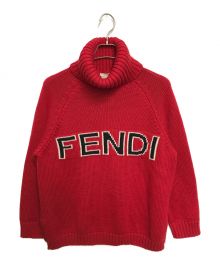 FENDI（フェンディ）の古着「タートルネックニット」｜レッド×ブラック