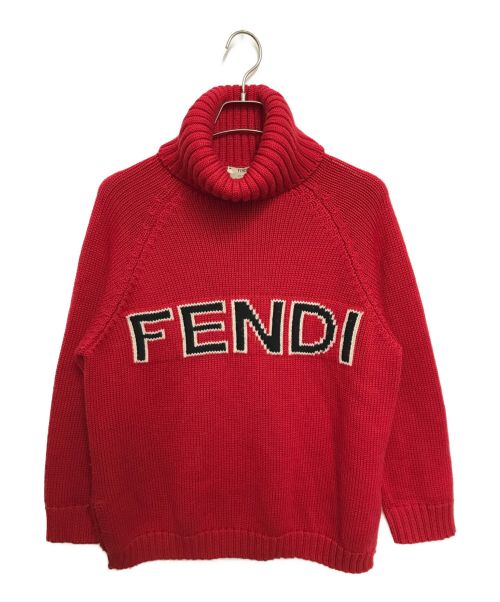 FENDI（フェンディ）FENDI (フェンディ) タートルネックニット レッド×ブラック サイズ:42の古着・服飾アイテム