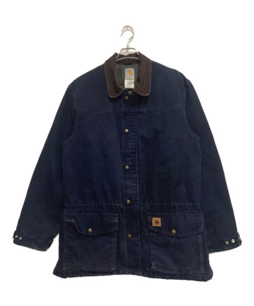 CarHartt（カーハート）CarHartt (カーハート) C52 MDTダック地ジャケット ネイビー×ブラウン サイズ:SIZE XLの古着・服飾アイテム