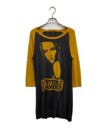 Hysteric Glamour（ヒステリックグラマー）の古着「ガールデザインロングニット」｜グレー×イエロー