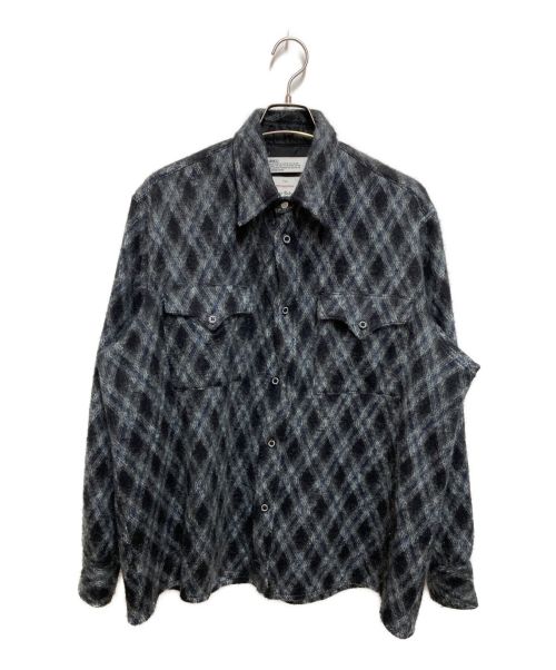 DAIRIKU（ダイリク）DAIRIKU (ダイリク) Mohair Argyle Check Shirt with Money Clip グレー サイズ:SIZE Mの古着・服飾アイテム