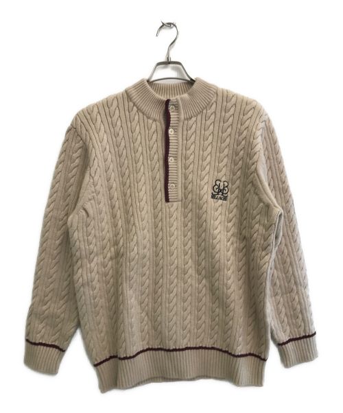 BELLMORE（ベルモーレ）BELLMORE (ベルモーレ) ロゴ LS クウォーター ボタン ニット ベージュ サイズ:SIZE Mの古着・服飾アイテム