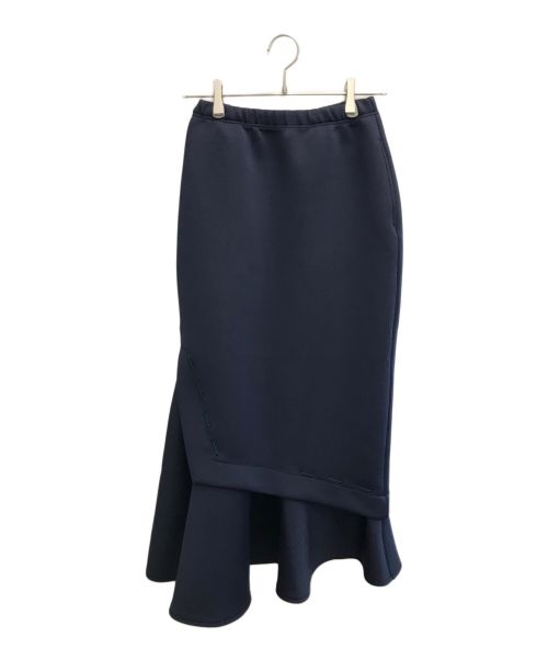 UN3D.（アンスリード）UN3D. (アンスリード) ボンディングスカート ネイビー×グリーン サイズ:38の古着・服飾アイテム