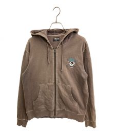 stussy（ステューシー）の古着「スカルプリントジップパーカー」｜ブラウン