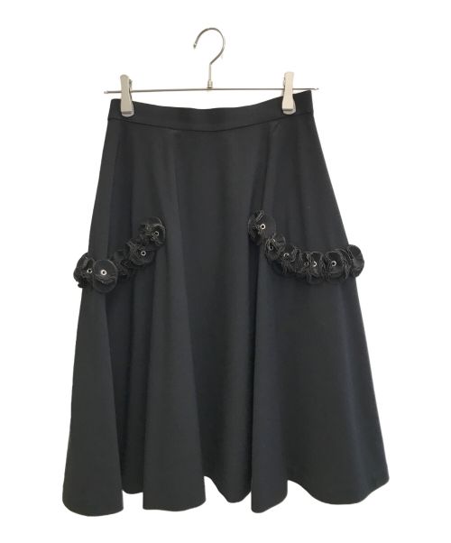 noir kei ninomiya（ノワール ケイ ニノミヤ）noir kei ninomiya (ノワール ケイ ニノミヤ) フラワーデザインスカート ブラック サイズ:Sの古着・服飾アイテム