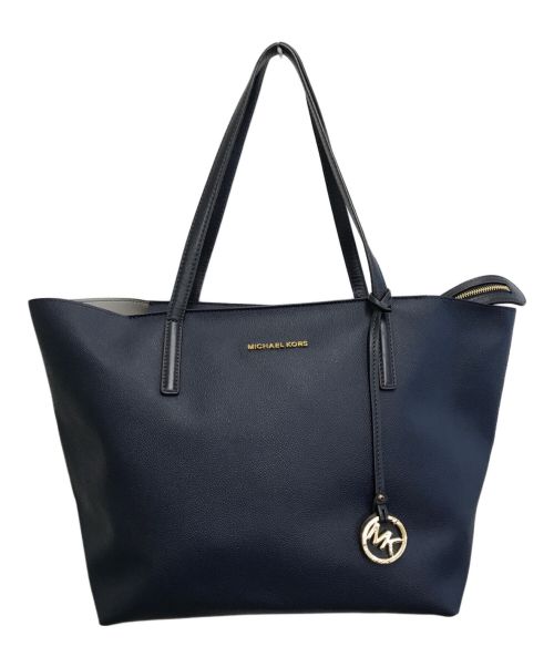 MICHAEL KORS（マイケルコース）MICHAEL KORS (マイケルコース) シャーロットレザーラージトート ネイビー サイズ:-の古着・服飾アイテム