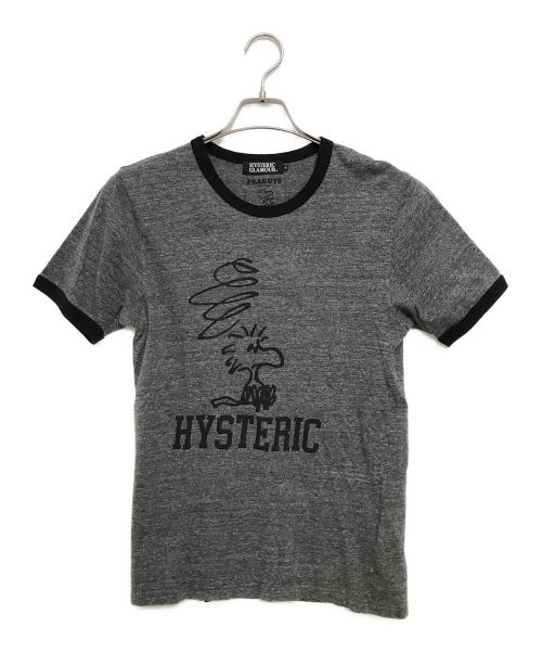 Hysteric Glamour（ヒステリックグラマー）Hysteric Glamour (ヒステリックグラマー) PEANUTS (ピーナッツ) リンガープリントTシャツ グレー×ブラック サイズ:Sの古着・服飾アイテム