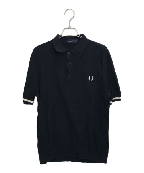 FRED PERRY（フレッドペリー）FRED PERRY (フレッドペリー) ティッピングテクスチャーニットポロシャツ ブラック サイズ:Mの古着・服飾アイテム