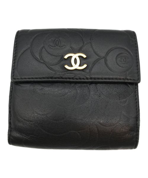 CHANEL（シャネル）CHANEL (シャネル) カメリア2つ折りウォレット ブラック サイズ:-の古着・服飾アイテム