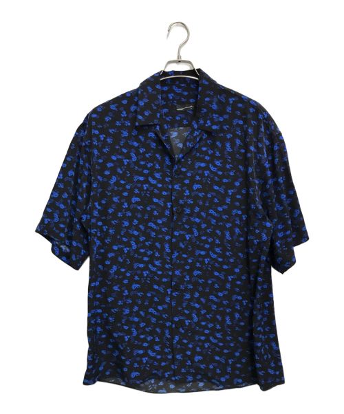 LAD MUSICIAN（ラッドミュージシャン）LAD MUSICIAN (ラッドミュージシャン) DECHINE INKJET HAZED FLOWER OPEN COLLAR BIG SHIRT ブラック×ブルー サイズ:44の古着・服飾アイテム