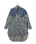 Vivienne Westwood manヴィヴィアン ウェストウッド マン）の古着「ストライプブロッキングシャツ」｜インディゴ×ホワイト