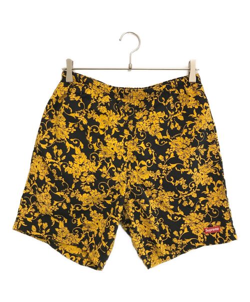 SUPREME（シュプリーム）SUPREME (シュプリーム) Nylon Water Short Black Floral ブラック×イエロー サイズ:Sの古着・服飾アイテム