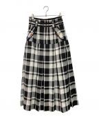 HER LIP TOハーリップトゥ）の古着「Pleated Checkered Twill Long Skirt」｜ブラック×ホワイト