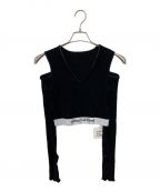 THINGS THAT MATTERシングスザットマター）の古着「V-NECK NOTCH TERECO RIB CROPPED TOPS」｜ブラック