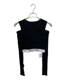 THINGS THAT MATTER（シングスザットマター）の古着「V-NECK NOTCH TERECO RIB CROPPED TOPS」｜ブラック