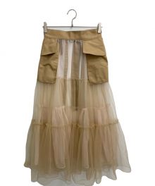 MAISON SPECIAL（メゾンスペシャル）の古着「Tulle Tiered Belt Skirt」｜ブラウン