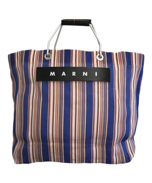 MARNI（マルニ）MARNI (マルニ) フラワーカフェストライプバッグ ブルー×ピンク サイズ:-の古着・服飾アイテム