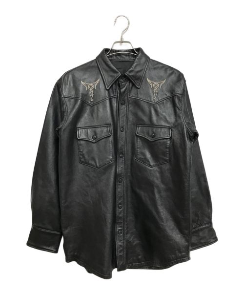 HARLEY-DAVIDSON（ハーレーダビッドソン）HARLEY-DAVIDSON (ハーレーダビッドソン) レザーウエスタンシャツ ブラック サイズ:Ｌの古着・服飾アイテム