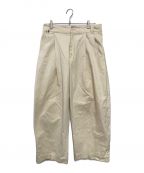 STUDIO NICHOLSONスタジオニコルソン）の古着「PEACHED COTTON TWILL VOLUME PLEAT PANTS」｜アイボリー