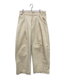 STUDIO NICHOLSON（スタジオニコルソン）の古着「PEACHED COTTON TWILL VOLUME PLEAT PANTS」｜アイボリー