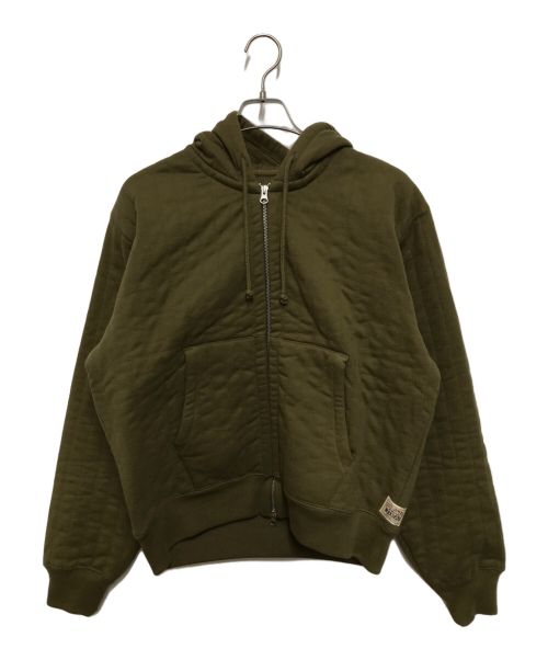 stussy（ステューシー）stussy (ステューシー) VERTICAL QUILTED ZIP HOODIE グリーン サイズ:Ｍの古着・服飾アイテム