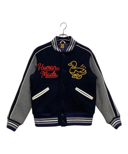 HUMAN MADE（ヒューマンメイド）HUMAN MADE (ヒューマンメイド) VARSITY JACKET ネイビー×グレー サイズ:Ｍの古着・服飾アイテム