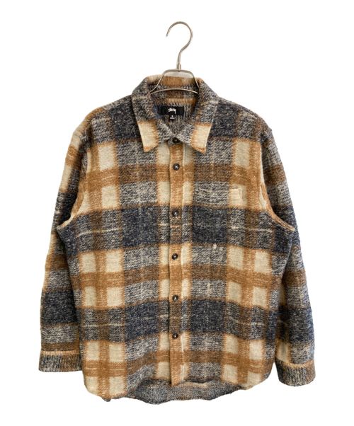 stussy（ステューシー）stussy (ステューシー) Plaid Knitチェックシャツ ブラウン×ブラック サイズ:Sの古着・服飾アイテム